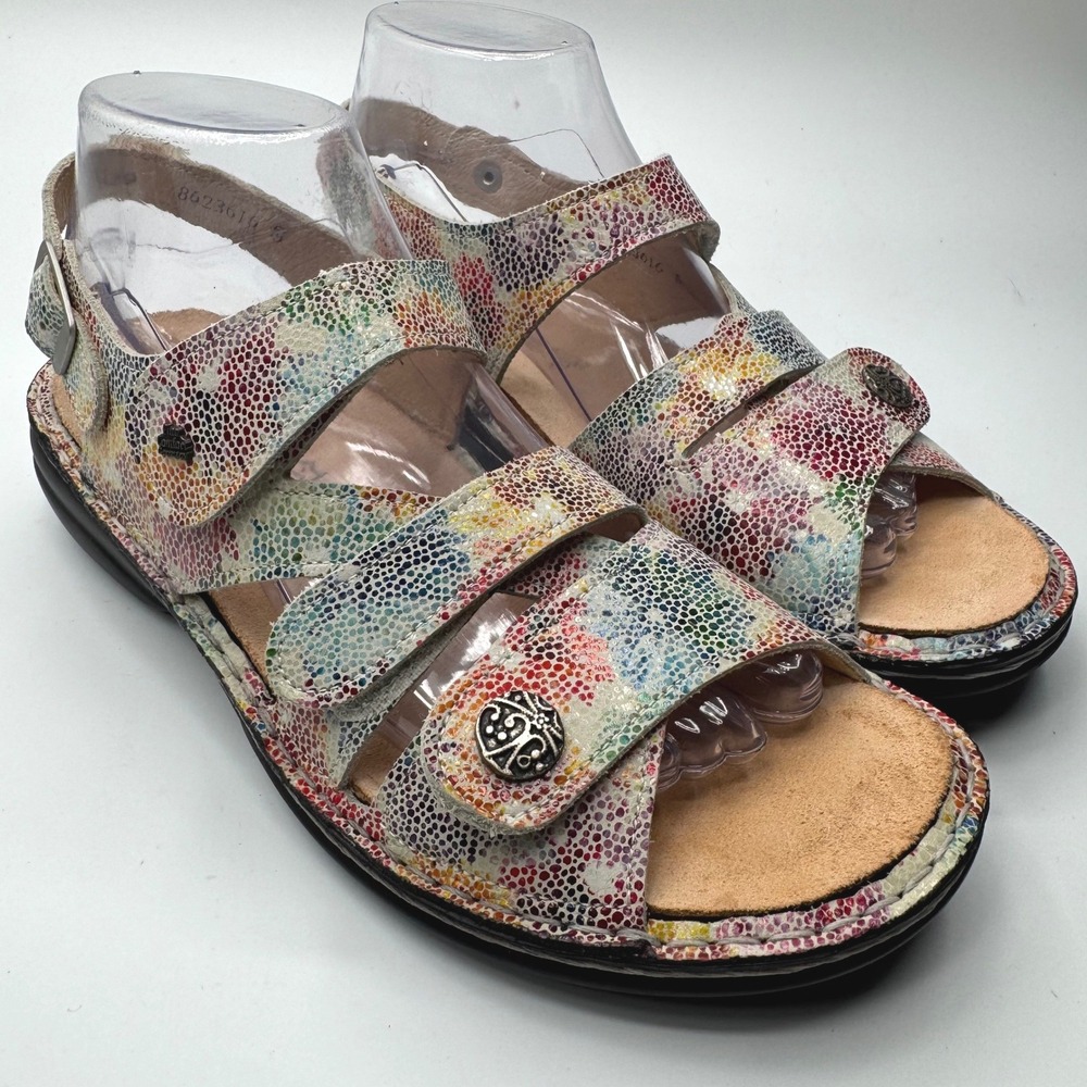 Finn Comfort Women Multicolor Leather Adjustable Strap Sandals 39EU  8-8.5US